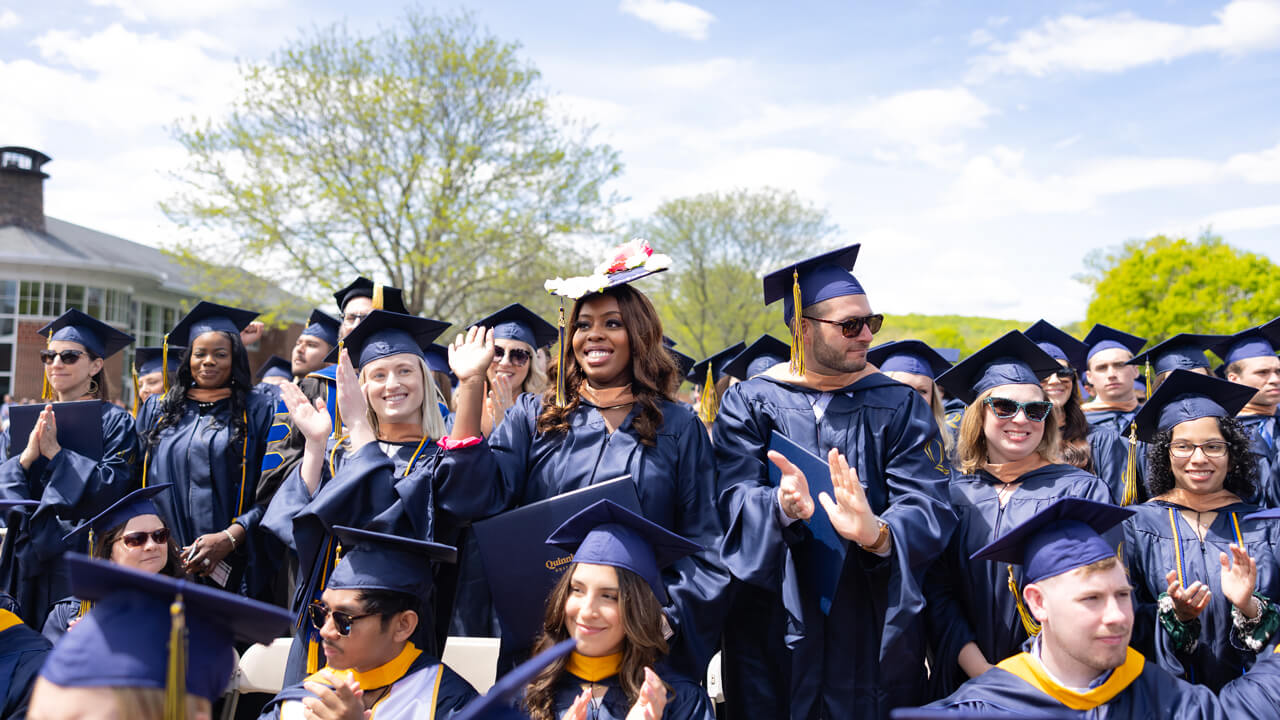 Students pose in the crowd