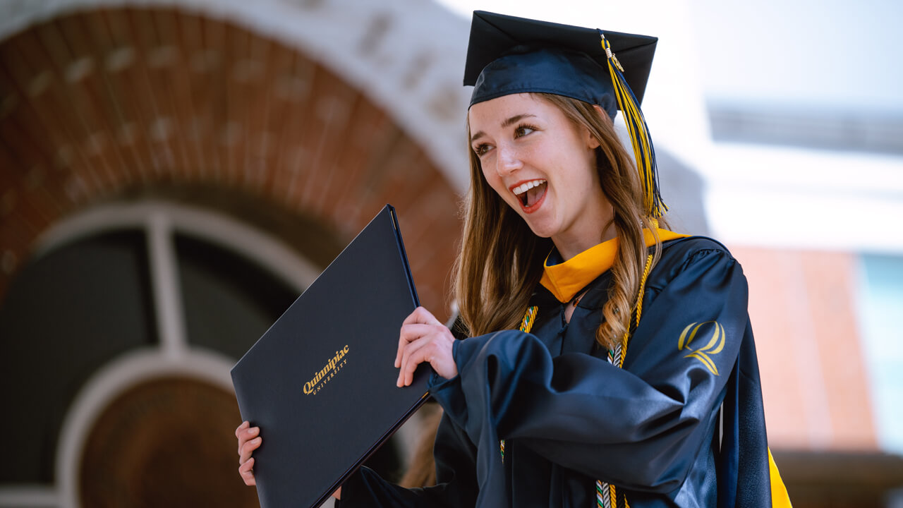 Student shows off degree