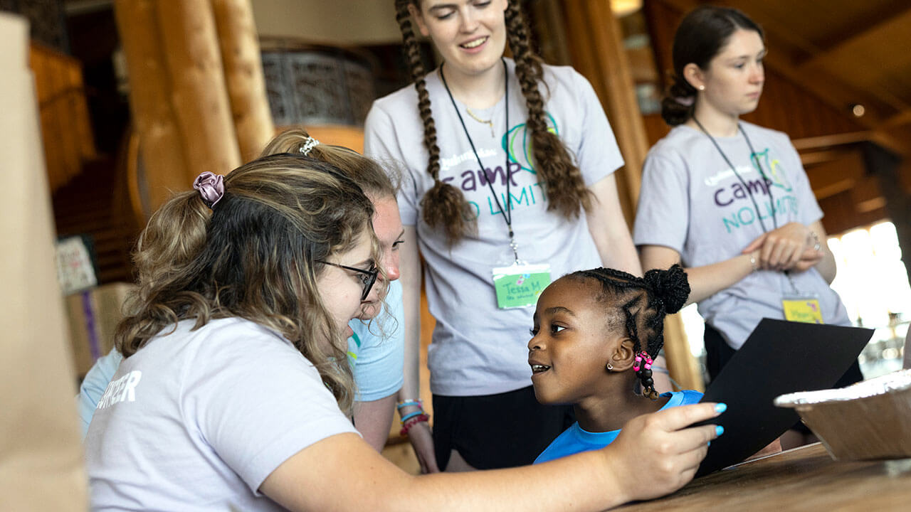 Physical and occupational threapy students read to campers