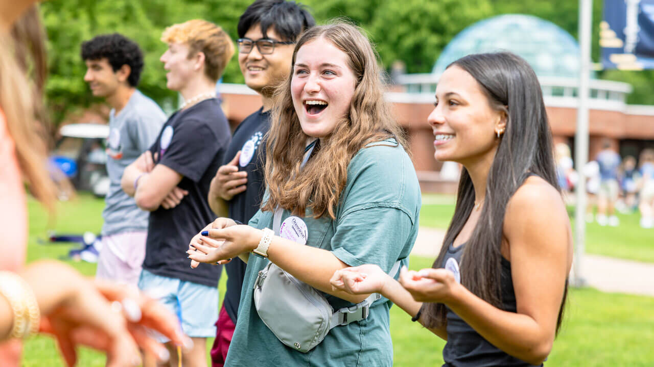 Orientation group laughing and talking