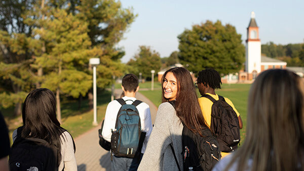 Students walk across the Mount Carmel Quad.