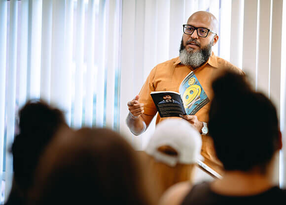 Poet John Murillo visits Quinnipiac University to talk about his book