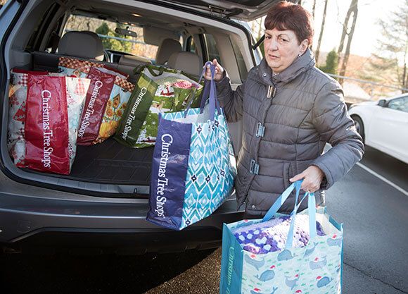 Ellie Cavallaro drops off gift donations