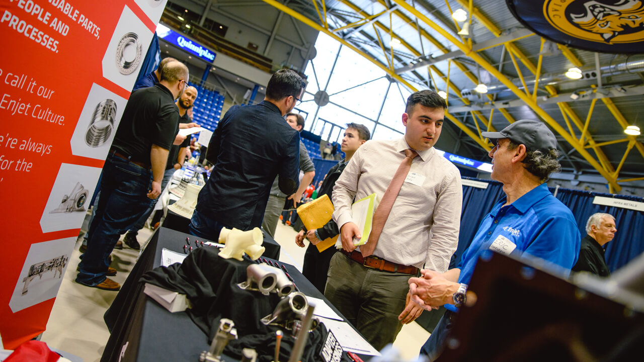 Students network and make valuable connections at the Connecticut Manufacturing, Engineering and Technology Career Fair