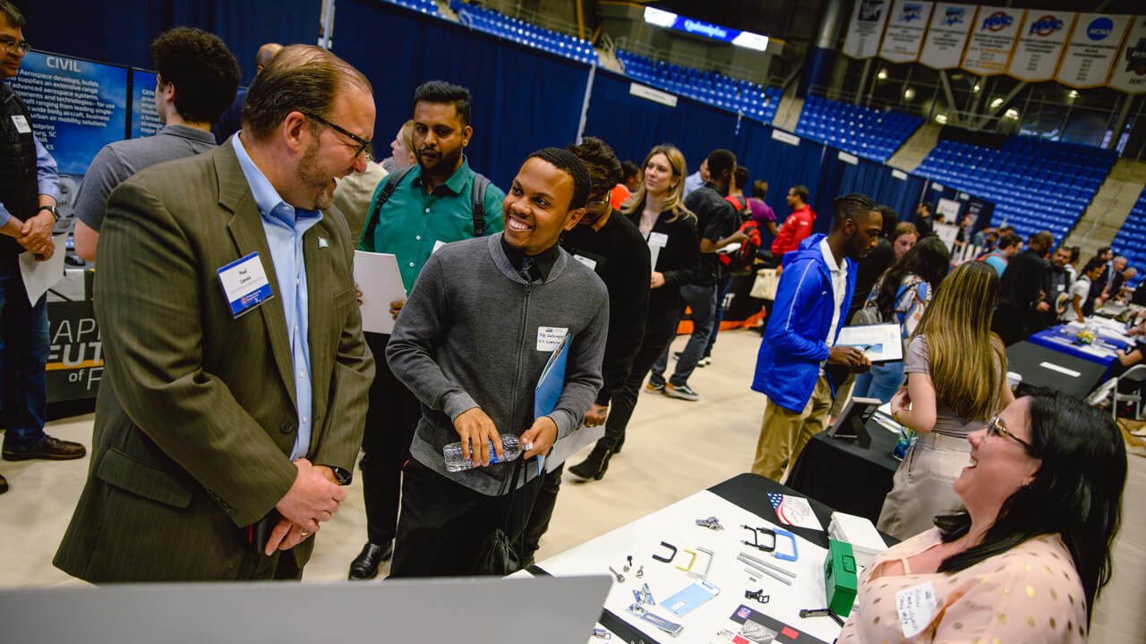 Students network and make valuable connections at the Connecticut Manufacturing, Engineering and Technology Career Fair